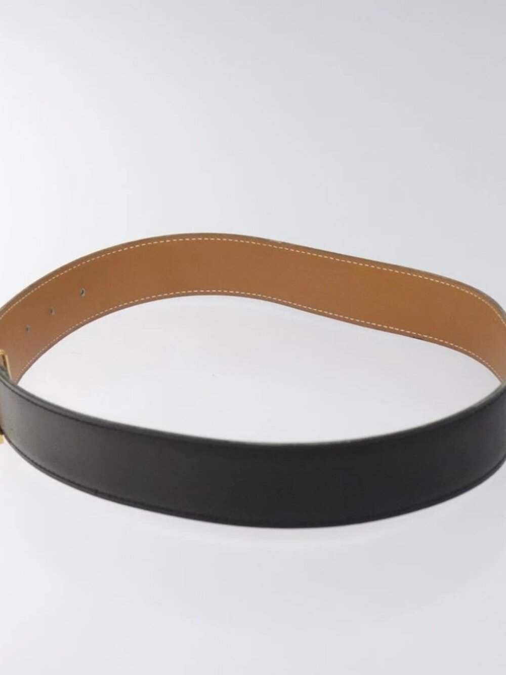 HERMES Twotone Constance H Belt Leather 31.1" Black Auth ki5531 - Picture 4 of 12